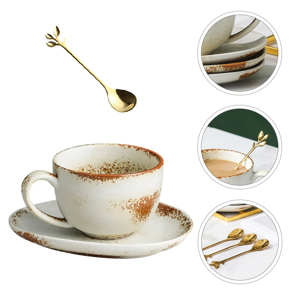 

Ceramic Cup Mug Tea Coffee Cups Retro Porcelain China Wedding Saucer Practical Tableware Spoonmultisets