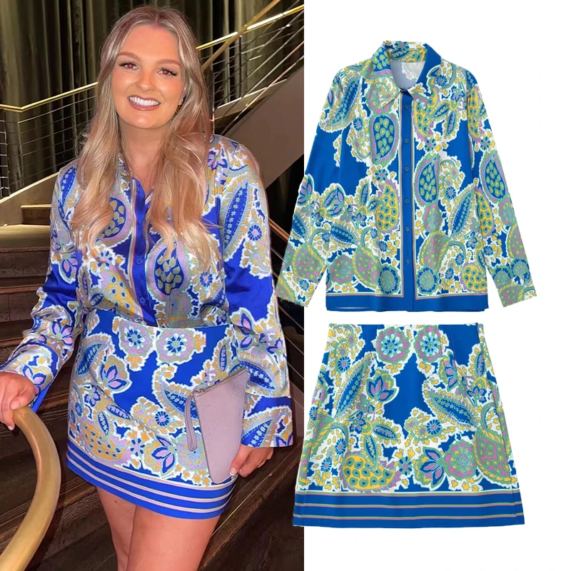 

Модный новый комплект из 2 предметов, костюмы 2022, летние новые Облегающие юбки с принтом, женские костюмы, элегантные шикарные Молодежные ко...