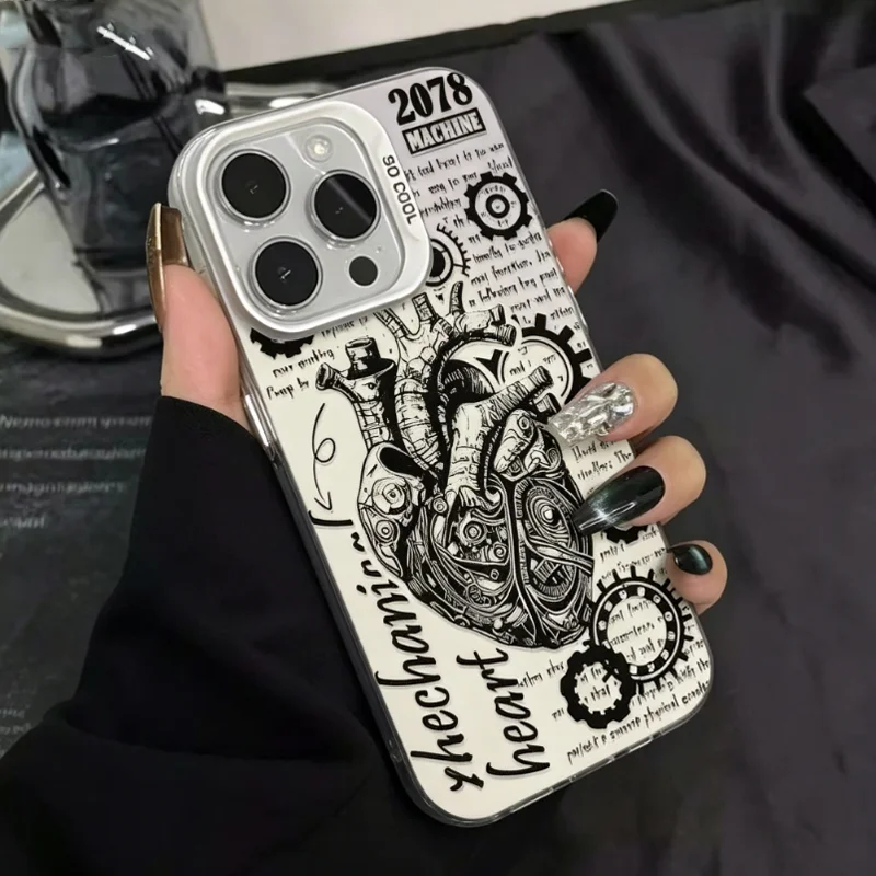 Чехол для телефона в стиле стимпанк с механическим сердцем для iPhone 17, 16, 15, 14 Plus, 13, 12, 11 Pro MAX, 17 Air, 16E Tech, готический, противоударный (art.: 3920da0dfc208) - 3920da0dfc208
