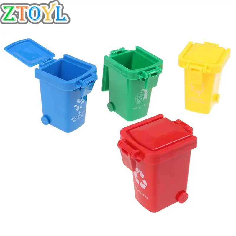 

New 4pcs/set Mini Trash Can Toy Garbage Truck Cans Curbside Vehicle Bin Toys Kid Simulation Furniture Toy Gift