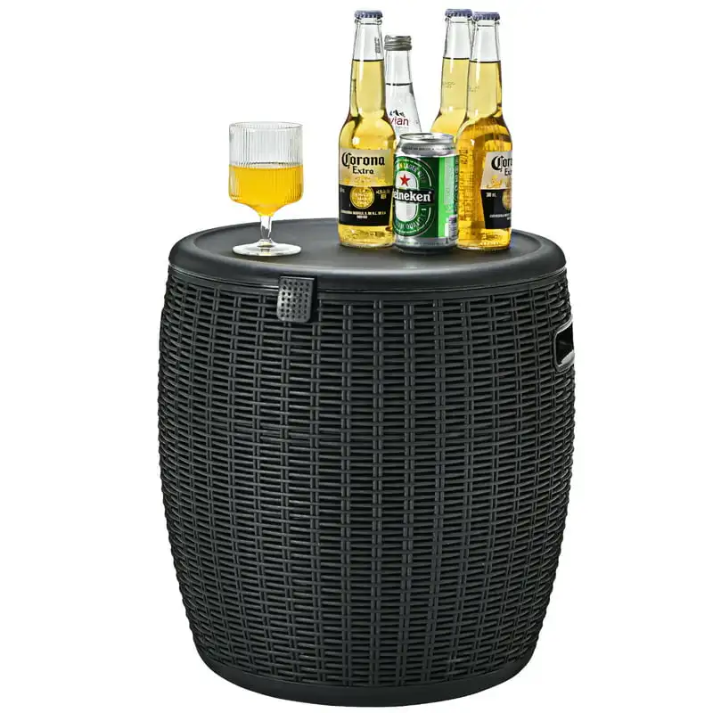 Bucket Cocktail Side Table Cool Bar Table W/ Lid Black Ultra