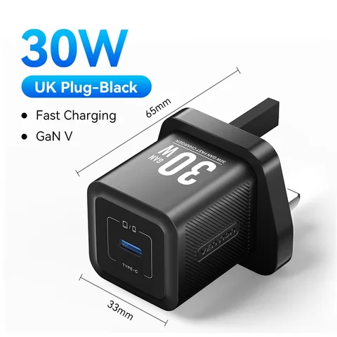 Зарядное устройство Vention 30W GaN USB-C с быстрой зарядкой PD PPS для Samsung S25 S24, iPhone 17 16 15 Pro, iPad, быстрое зарядное устройство Type-C для телефона