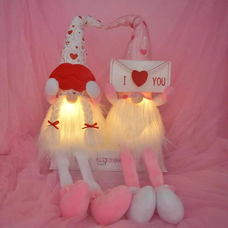 

Faceless Gnome Plush Doll For Wedding Christmas Valentines Day Decorations Home Decor Valentine's Day Gnome With LED Light