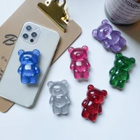 3d glitter bear griptok multicolor phone holder socket support foldable phone grip for iphone samsung xiaomi mobile phone stand