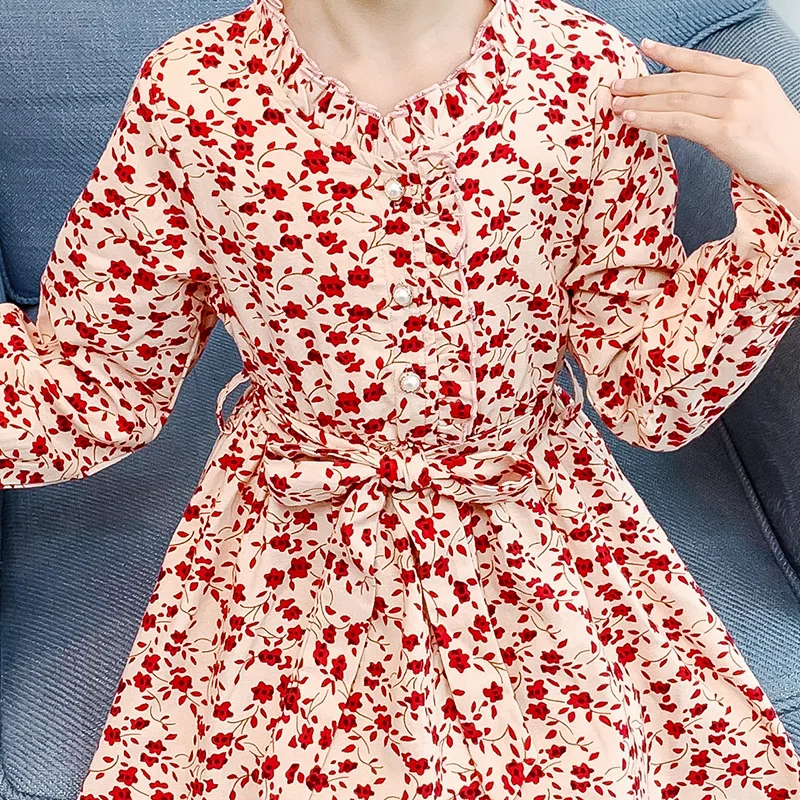 Girls Dress for Autumn Party and Wedding School Long Sleeves Elegance Princess Dress 4 5 6 7 8 9 10 11 12 Years Kids Clothing