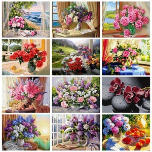 CHENISTORY Modern Painting By Numbers Paint Kit Drawing By Numbers For Adults Flowers Painting Numbers Home Decoration Gift