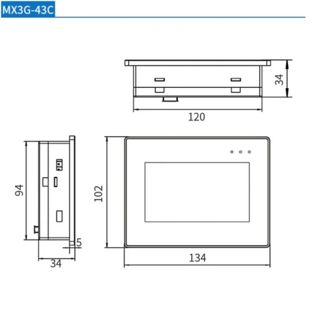 4.37 HMI PLC все в одном серии MX3G-43C70C. Встроенные аналоговые входы и выходы 5AD2DA. Поддержка MODBUS RTU RS485. (art.: 3920dcf335e08) - 3920dcf335e08
