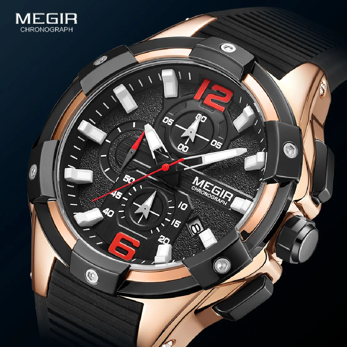 

MEGIR Luxury Brand Men Silicone Sports Watches 2023 Fashion Army Watch Man Chronograph Quartz Wristwatch Relogio Masculino 2161