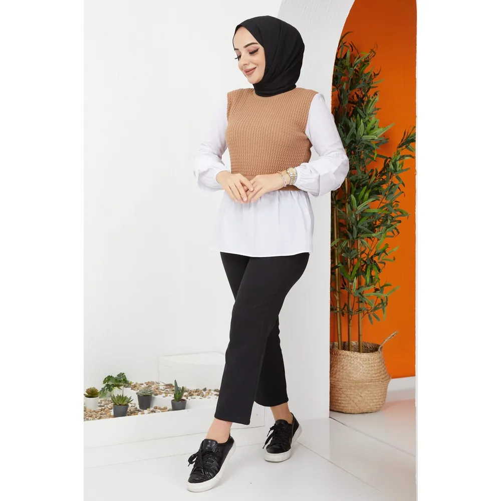 

Жаккардовый трикотажный свитер/пудра Dorlie