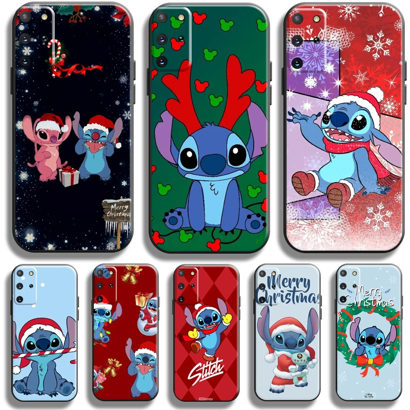 

Merry Christmas Lilo Stitch For Samsung Galaxy S22 S21 S20 Plus Ultra S21 S20 FE 5G Phone Case Black Soft Coque Silicone Cover