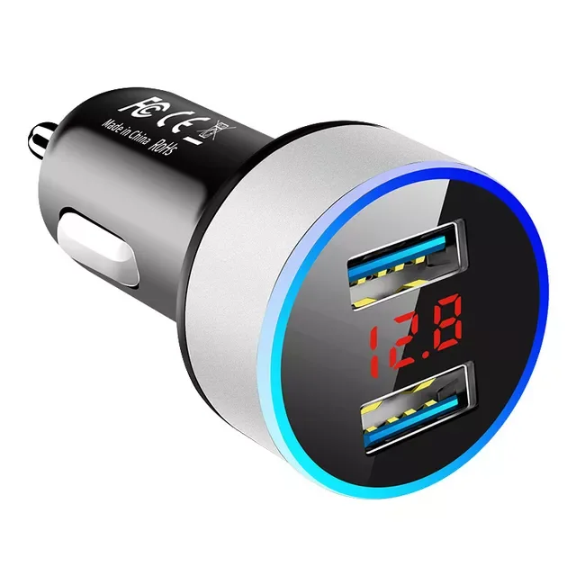 

Charger For Cigarette Lighter Smart Phone USB Adapter Mobile Phone Charger Dual USB Digital Display Voltmeter Fast Charging