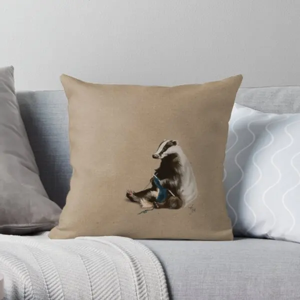 

Badger Knitting A Scarf Printing Throw Pillow Cover Hotel Car Soft Case Office Cushion Wedding Home Fashion Pillows not include
