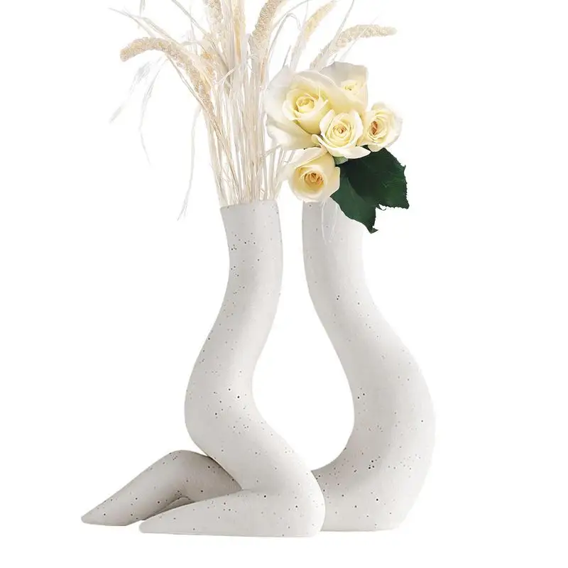 

Ceramic Bud Vase Couples Cuddling Matte Hollow Flower Vases Decorative Vase Centerpiece Modern Vase For Entryway Table