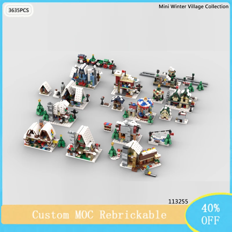 

3635 шт., Детский конструктор MOC «Зимняя деревня»