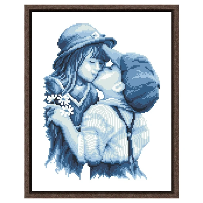 

Набор для вышивки крестиком First kiss с хлопковой нитью, вышивка людей, стиль «сделай сам», набор для рукоделия, настенный домашний декор, плюс