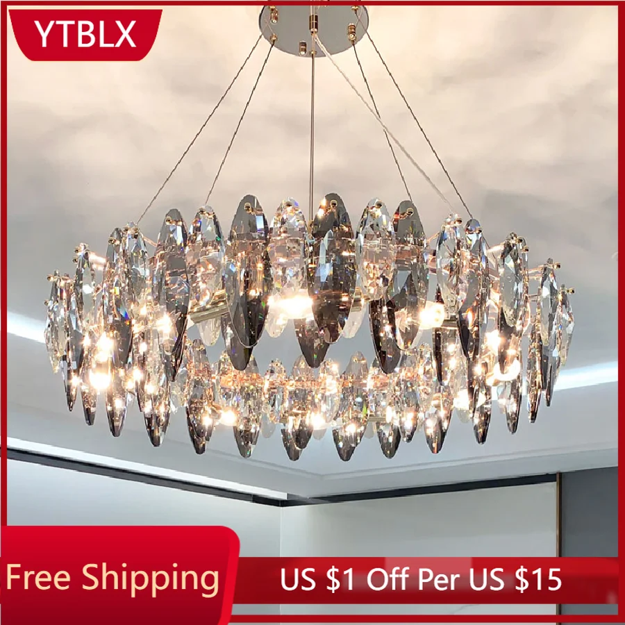 

Modern Luxury Big Crystal Chandeliers Lighting Cristal Lustre E14 LED Kitchen Island Chandelier for Living Room Dining Drop Lamp