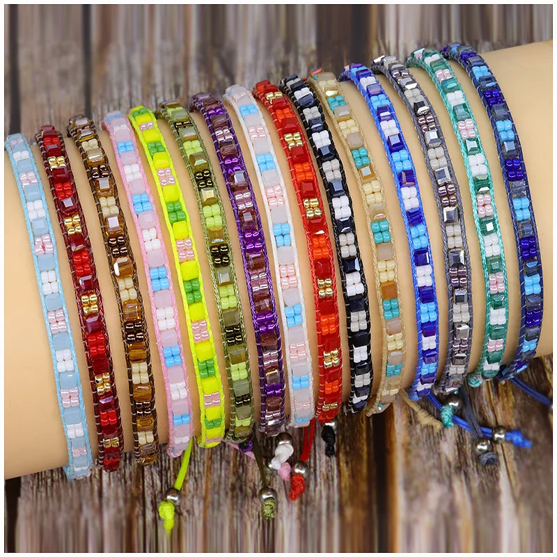 Браслет из бисера Блок Кристалл Оригинальность Ретро Ручная вязка Chroma Bohemia