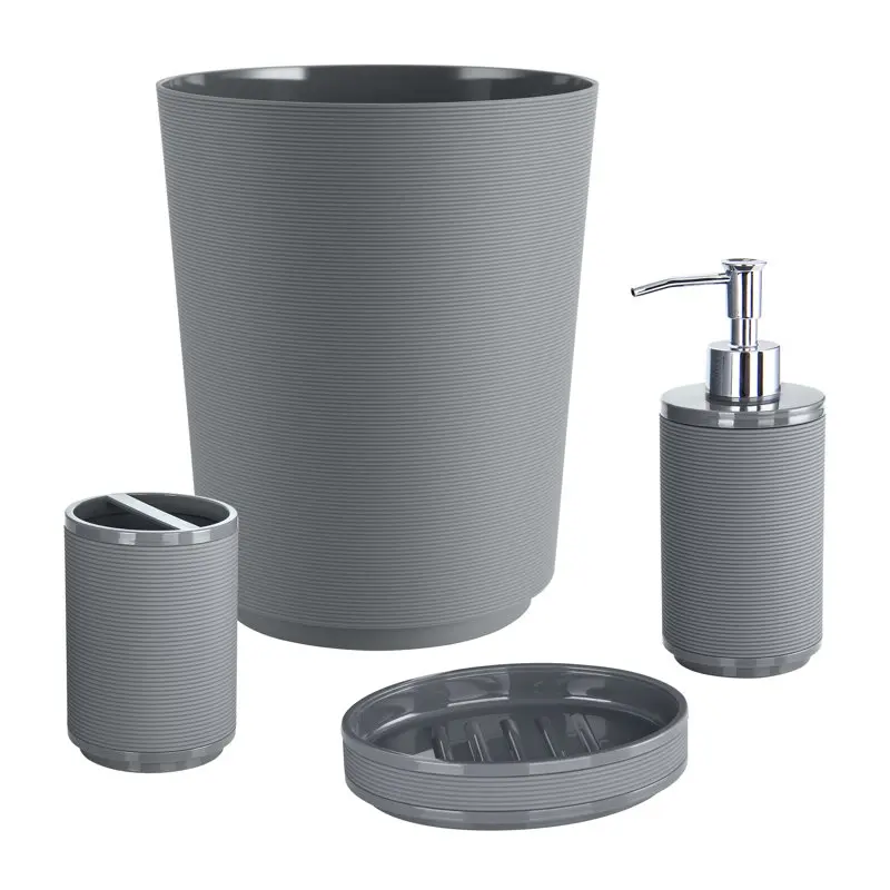 

Ribbed Soft Touch Plastic Bath Set by , Grey
