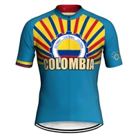colombia 2022 new summer cycling jersey breathable team racing sport bicycle jersey simple sport clothing short bike blue jacket