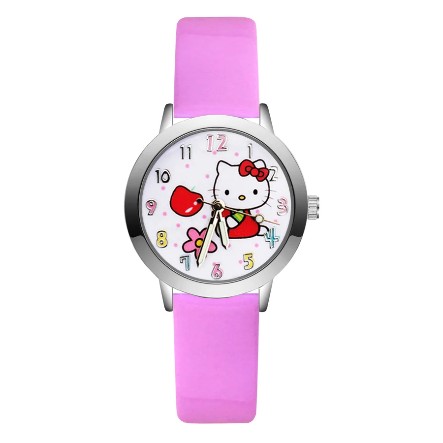 

Fashion Wrist Watches Cute Cartoon Cat Style Children's Kids Student Girls Boys Quartz Leather Nylon Strap Clock JA26