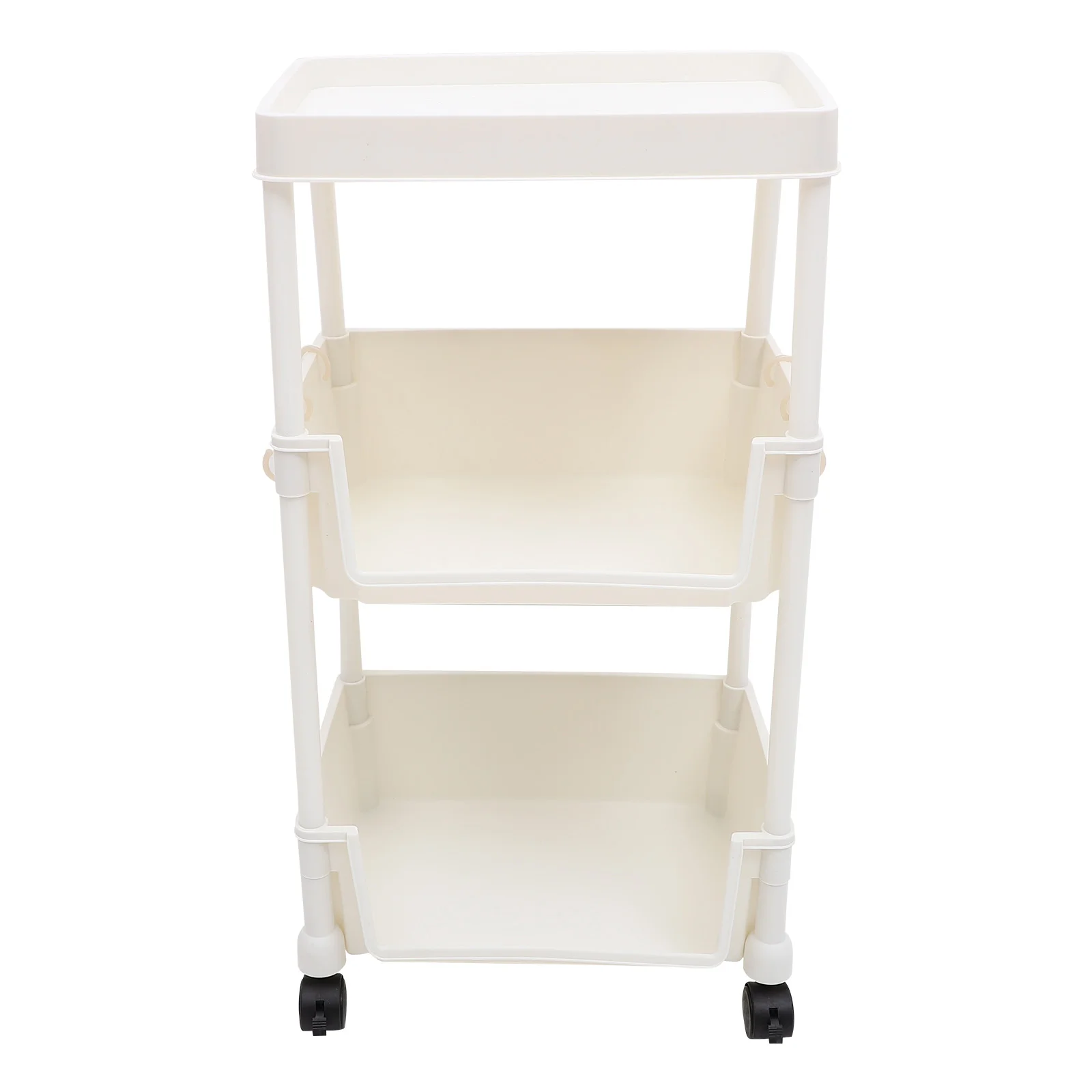 

3-Tier Book Rack Roller Bookshelf Storage Organizer Tool Movable Bookcase Stand