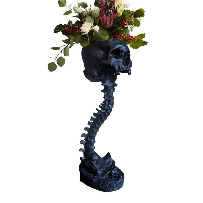 

Halloween Skull Head Planter Pot With Spine Stand Deep Polyresin Skulls Pot Plants Serving Bowl Goth Skull Head Spine Stand