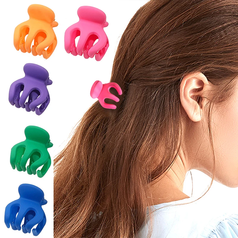 

2pcs Mini Hair Claw Clips Hair Accessories Acrylic Frosted Small Pumpkin Grab Clip Matte Side Clip Hairpin Hollow Scrunchies