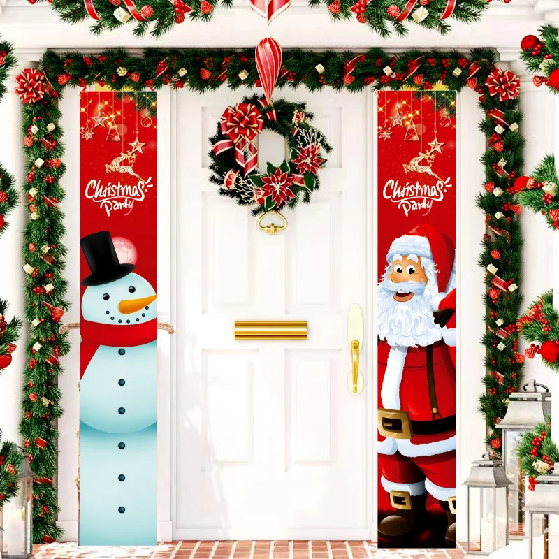 1.8M Christmas Door Hanging Santa Claus Merry Christmas Hanging Flag Christmas Ornament For Home Decor 2023 Happy New Year