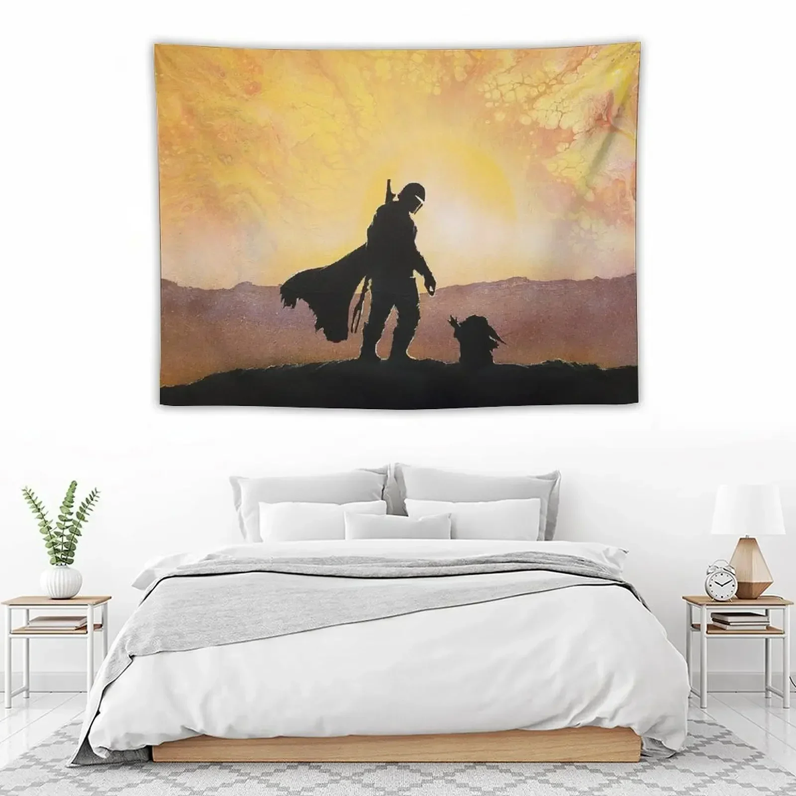 Мандо охотник и ребенок холст гобелен украшение для дома настенные подвески