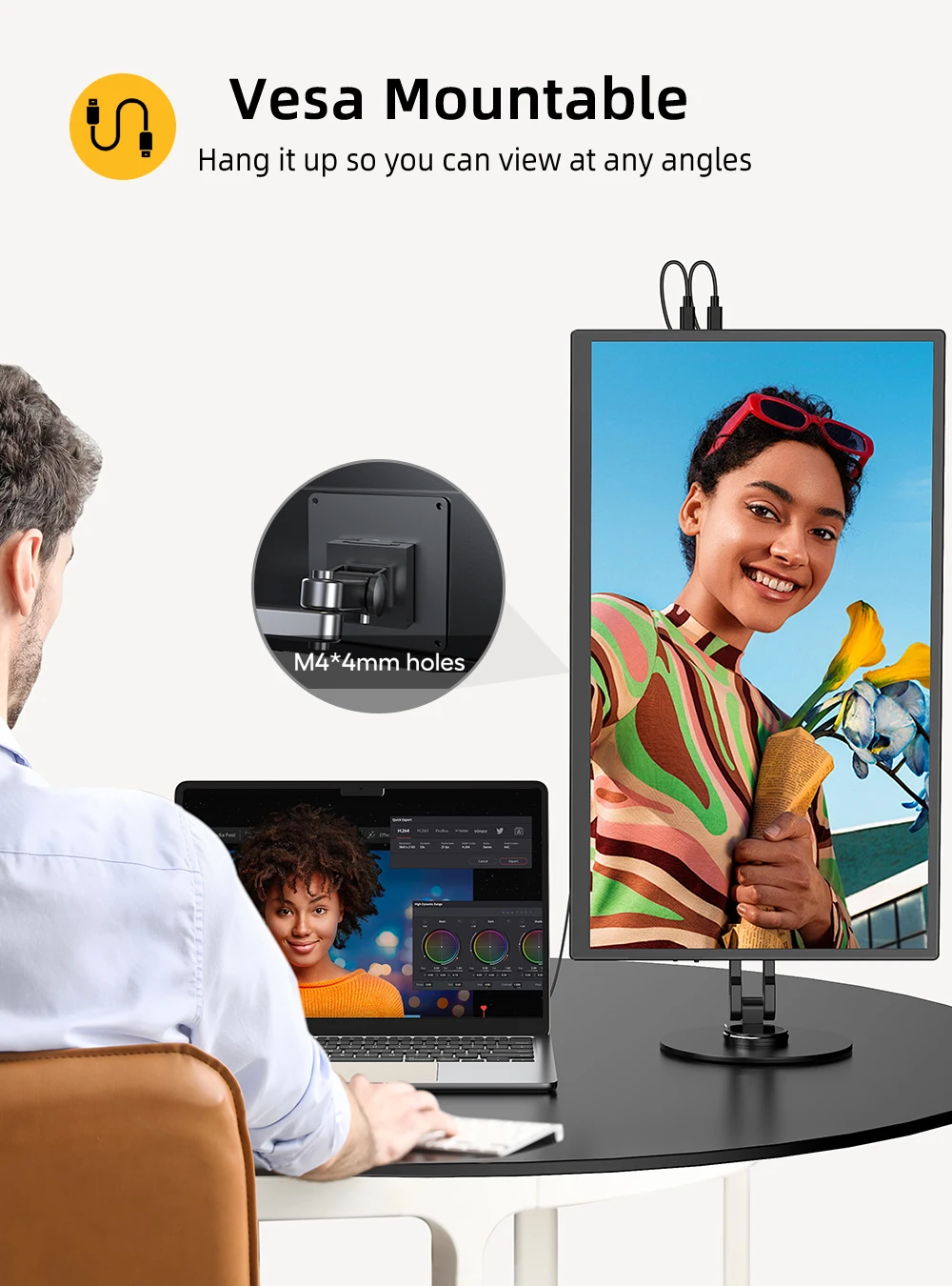 Фото Портативный монитор EVICIV с сенсорным экраном 120 Гц, 18,5 дюйма, 1080P, AMD FreeSync, с Mini HDMI Type C для ноутбуков, Mac, ПК, Xbox, PS4/5, Switch №5