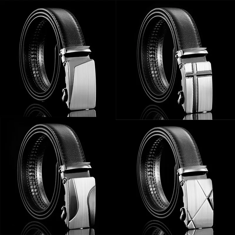 

Ремень из искусственной кожи мужской, черный деловой пояс с автоматической пряжкой, для джинсов