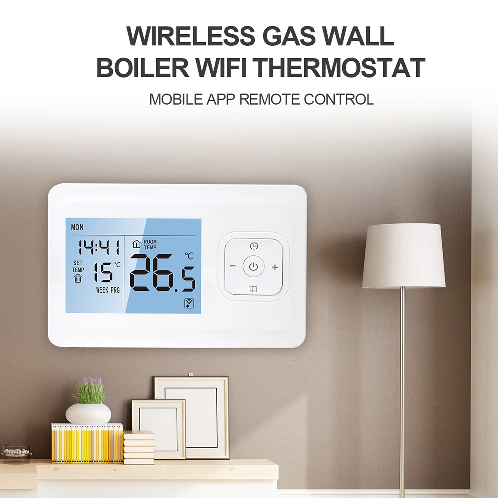 

WiFi Smart Thermostat Wireless LCD Programmable Temperature Controller for Gas Boiler Heating APP Voice Control with RF Receiver