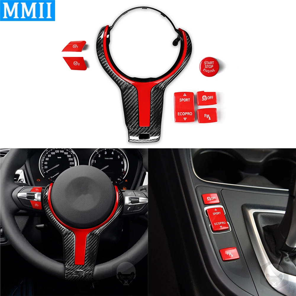 

For BMW 1 2 3 Series F20 12-18 F22 14-18 F30 F31 13-19 F32 F33 F36 14-19 Carbon Fiber Steering T-replacement Start Gear Button