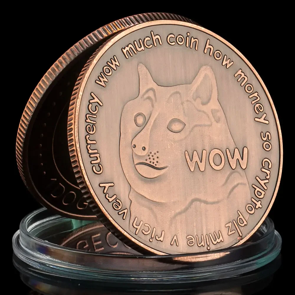 Сувенирная монета Dogecoin с медным покрытием Doge WOW коллекционные подарочные монеты
