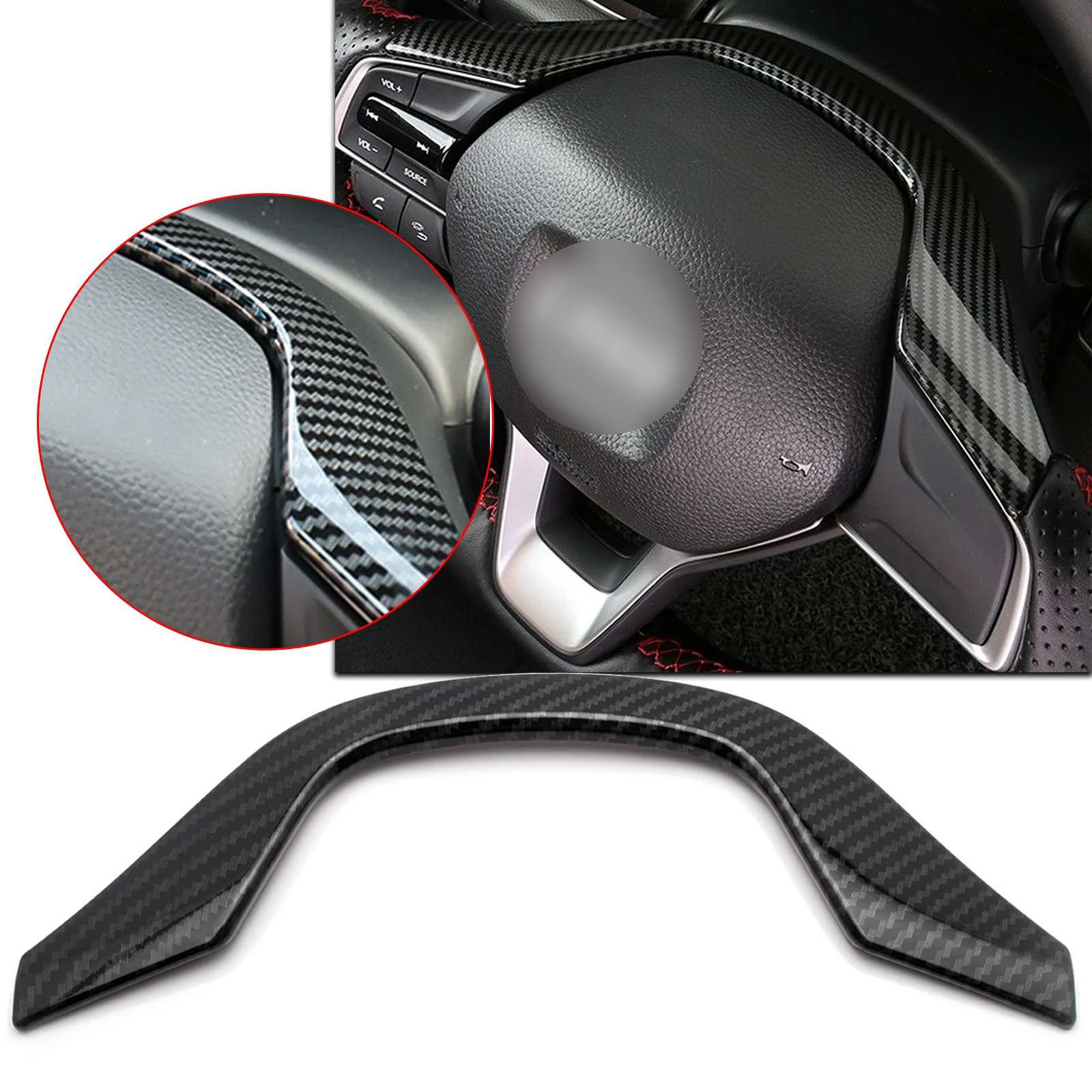 

Carbon Fiber Style Interior Steering Wheel Upper Frame Cover Molding Trim For Honda Accord 2018 2019 2020 2021