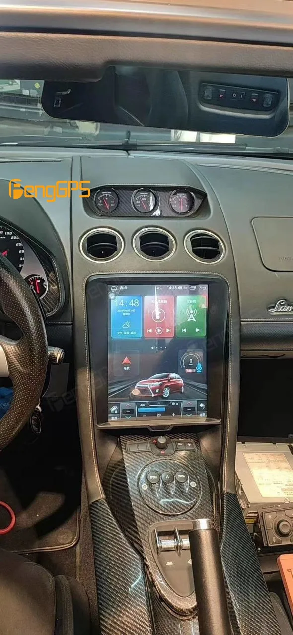 Автомобильный радиоприемник с экраном Tesla на Android 12 для Lamborghini Gallardo Carplay Bluetooth Navi GPS