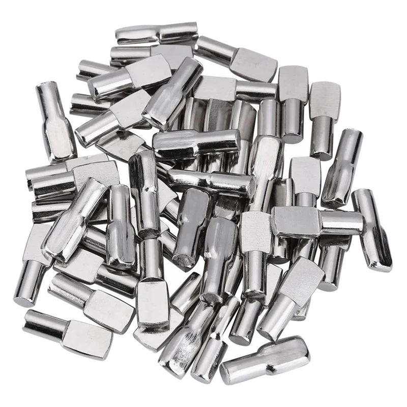

1 Set 5Mm Cabinet Shelf Support Pegs Spoon Shape Metal Shelf Pins For Shelves, 100Pcs Silver Color