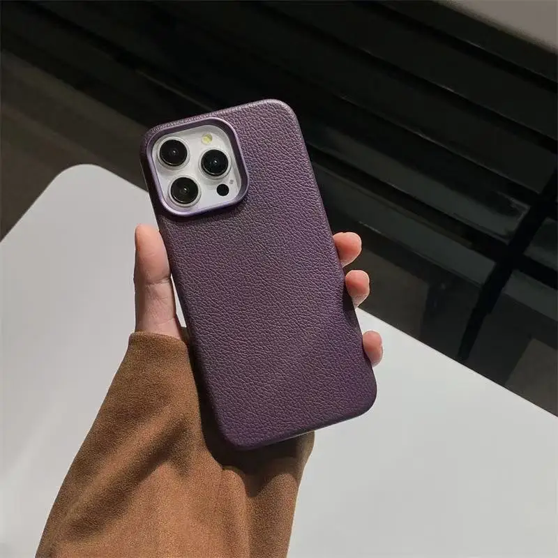 Фото Чехол из искусственной кожи с текстурой личи для Magsafe для iPhone 17 15 14 16 Pro Max 13 с поддержкой магнитной беспроводной зарядки. №4