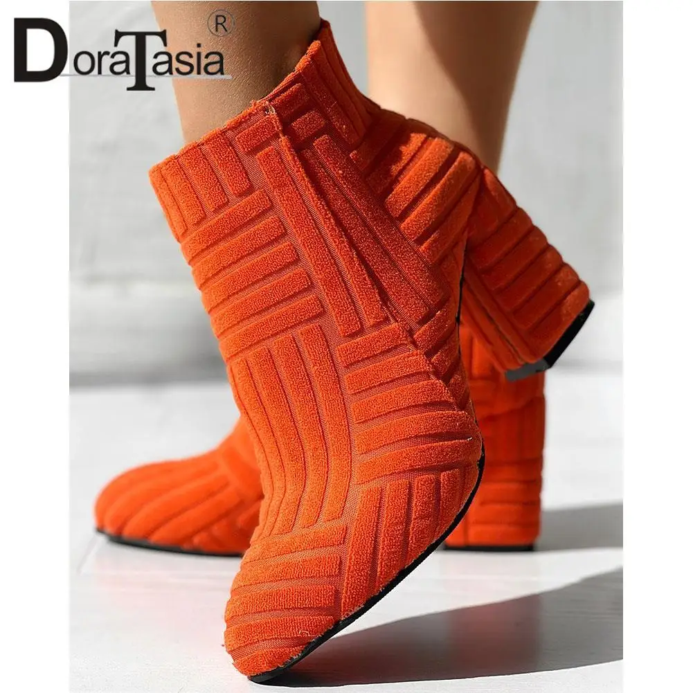 

Brand New Ladies Solid Ankle Boots Fashion Zip Round Toe Thick High Heels women's Boots Casual Party Office Woman Shoes