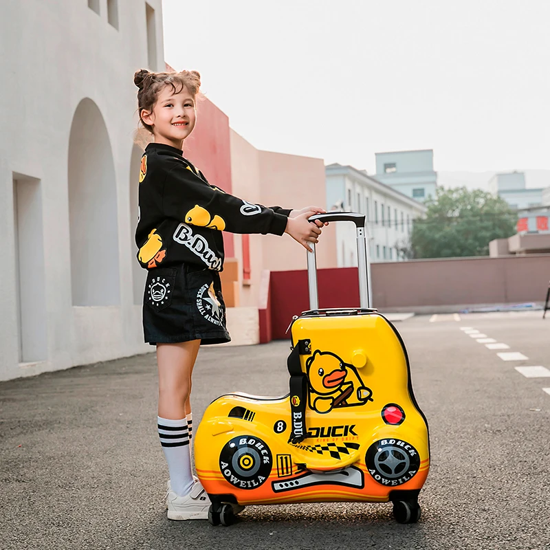 AO WEI LA Travel Suitcases PC Kids' Luggage Suitcase with Wheels Ride-On  Rolling Trolley Case Fits to Kid 2-12 Years Old 20 24