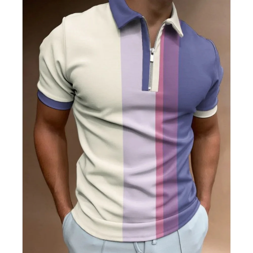 

2023Men Polo Zipper Tshirt Golf Sports Summer Casual Short Sleeve Fashion Stand Collar Everyday Street Tops Oversized Tshirts