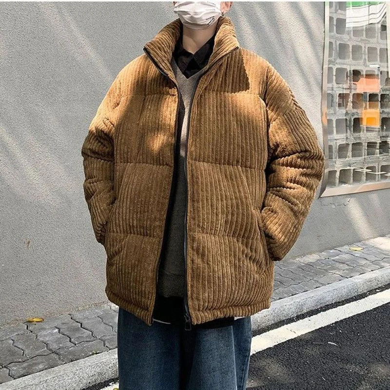 Corduroy Jacket Men's Winter Cotton Coat Thickening Trend Cotton Clothes 2022 New Stand-up Collar Cotton Jacket Men