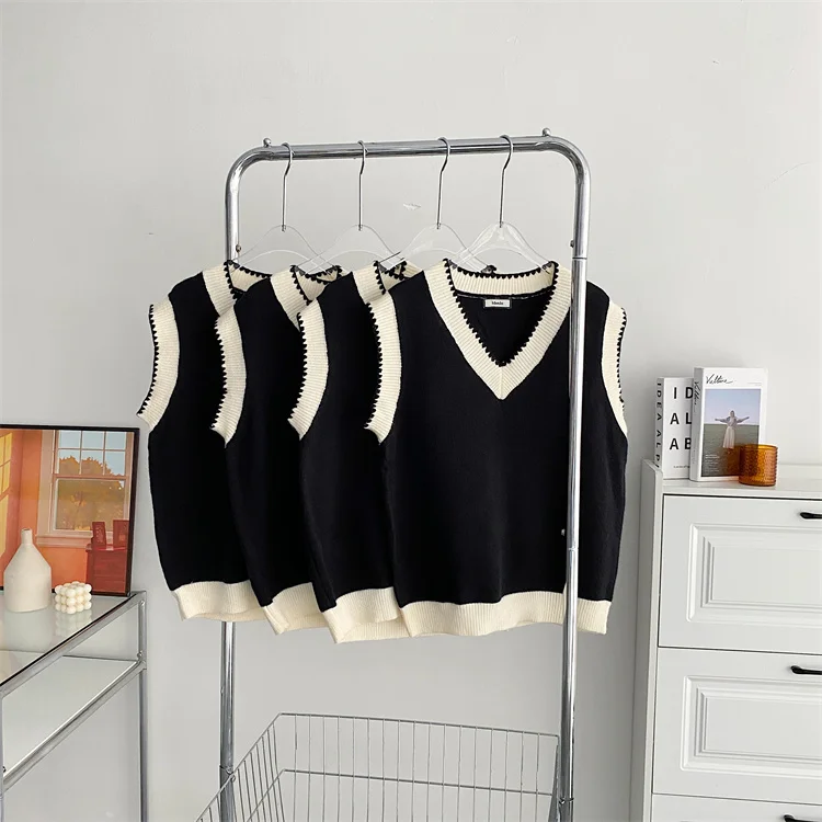 

Sweater Vest Women Solid Japanese-style Sleeveless V-neck All-match Loose Casual Preppy-style Students Fashion Ulzzang