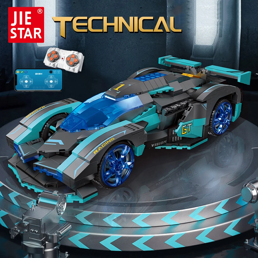 

92019 High-tech Moc Vision GT Super Speed Sports Car Racing Car RC APP Technical Model Building Blocks Boys Toys Gifts 648pcs
