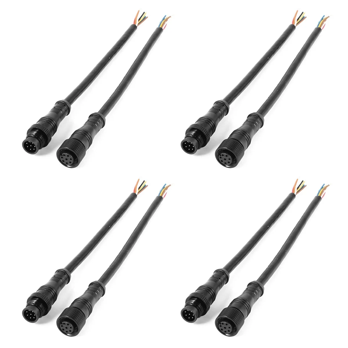 

4X 8 Pin M/F Plug Waterproof Connector Cable Black