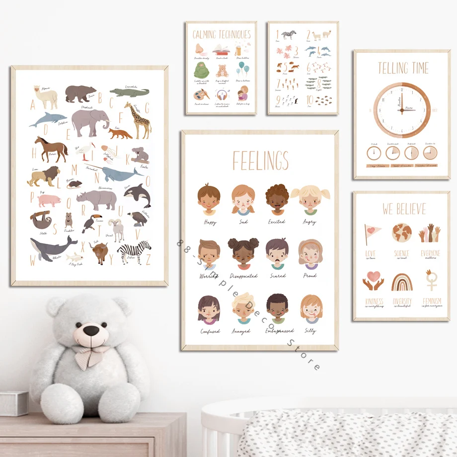 Алфавит ощущение расписание язык вывод цифровой настенный художественный холст