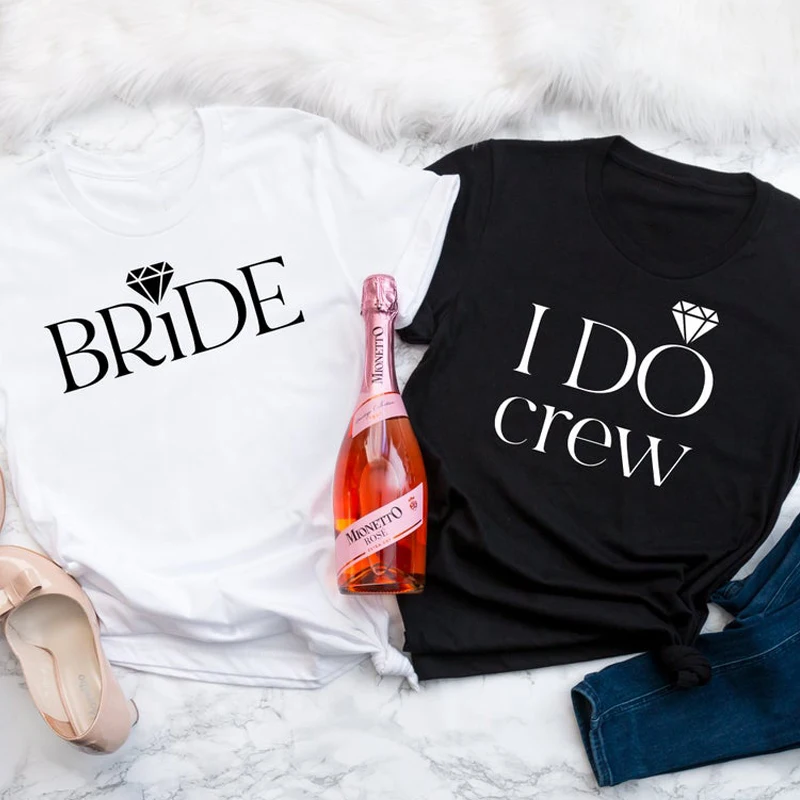 

Футболка с надписью «Bride I Do Crew», Милая женская футболка с графическим рисунком для девичника и подружек невесты, забавная Подарочная футбол...