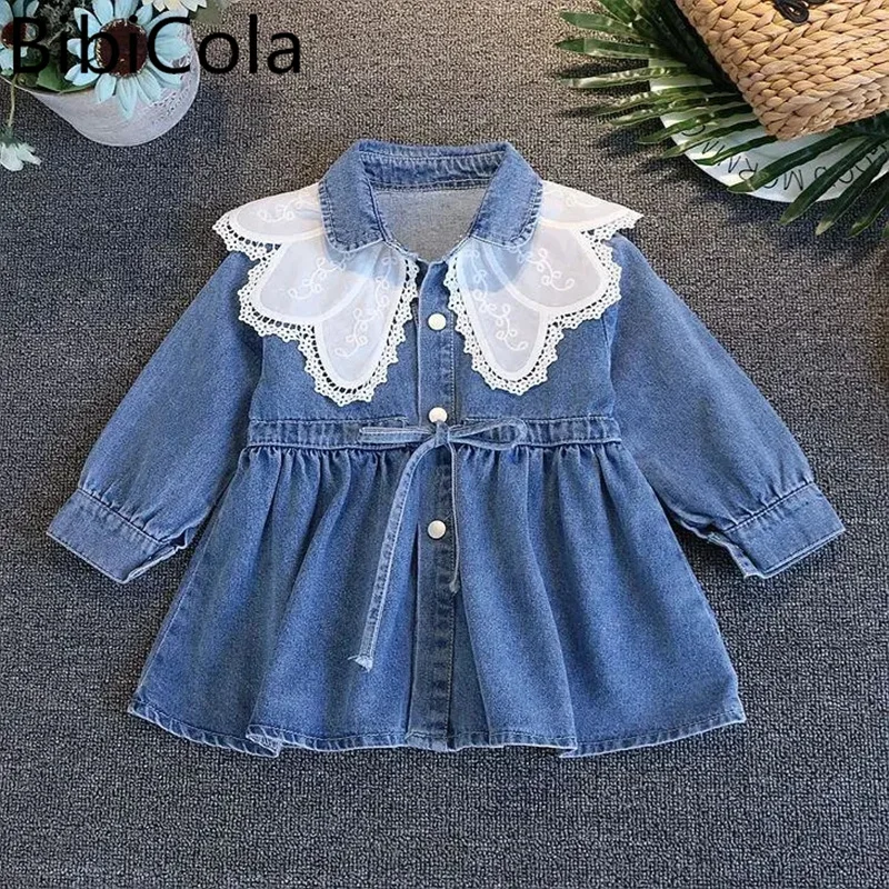 

2-7Years Girls Jean Jacket Teens Outerwear Kids Clothes Baby Girl Denim Dress Coats Qualities Girls Clothes Long Sectioncoat