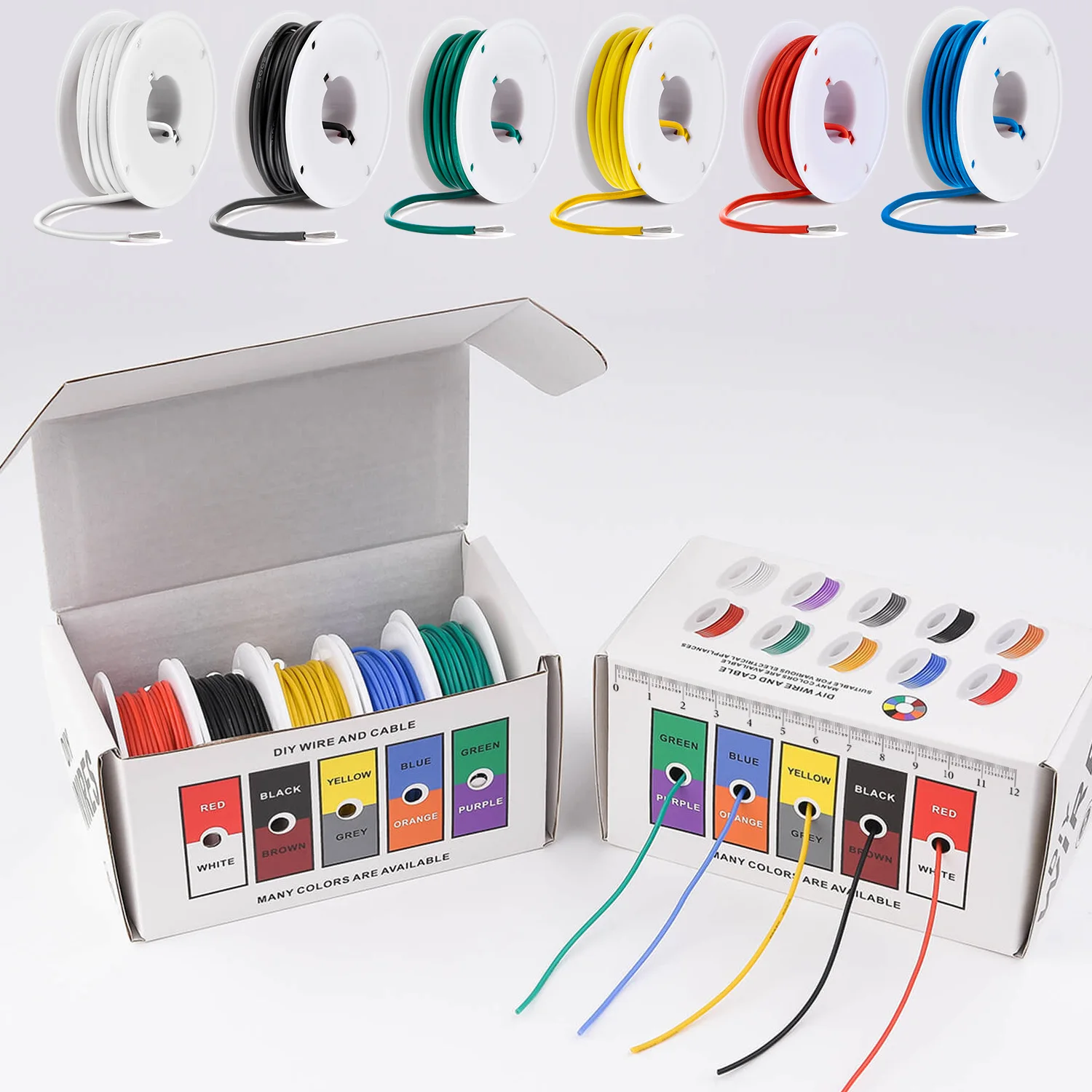 

Многожильный силиконовый провод 26 AWG, медный, 32.8 фута/10 м, 6 цветов