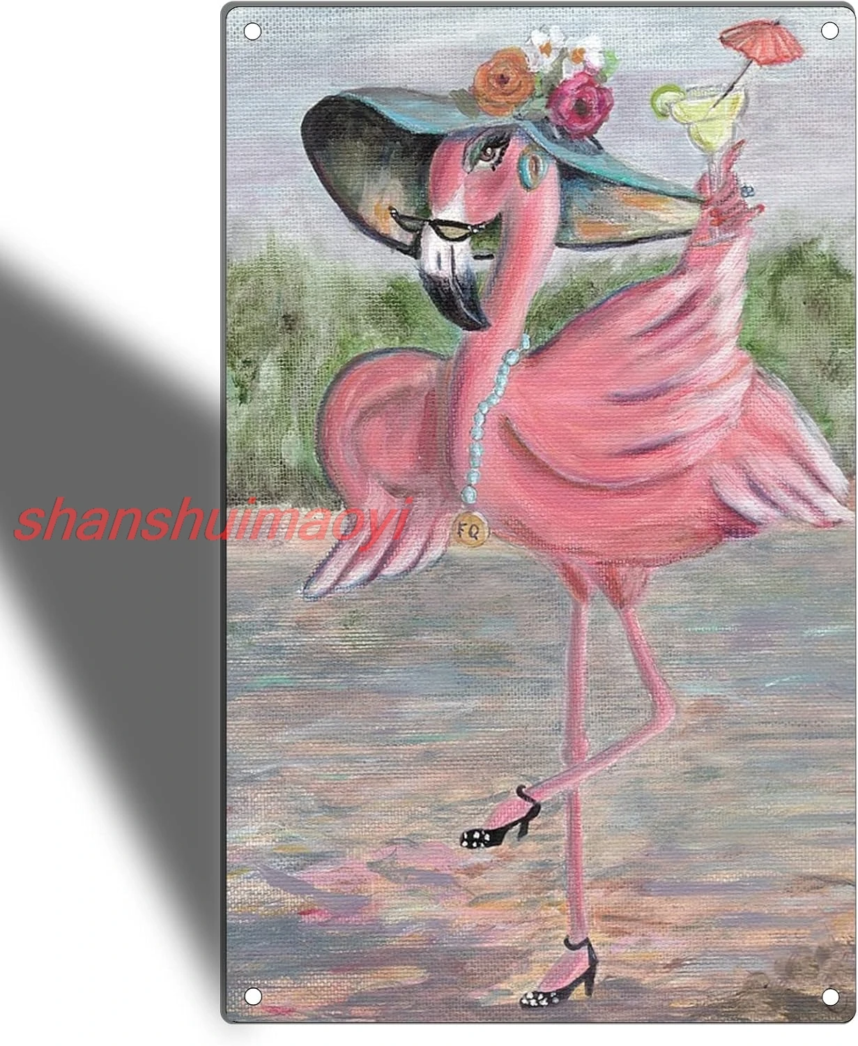 ТРЕНСТВАН забавные винтажные металлические вывески розовый фламинго настенный